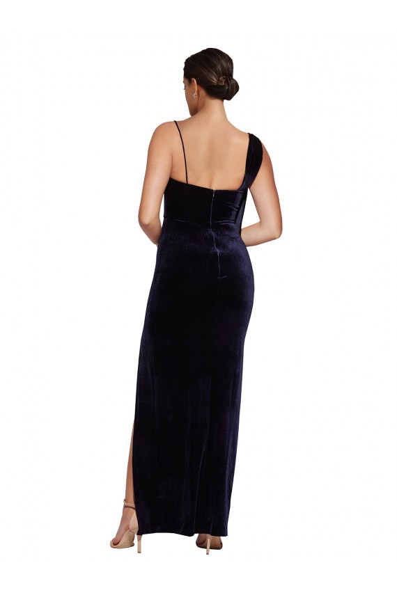 Sleeveless Spaghetti Straps Low Back Stretch Velvet Sheath Formal Evening Gown / Prom Dress / Bridesmaid Dress Brighton
