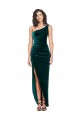 Sleeveless One Shoulder Low Back Stretch Velvet Sheath High Low Evening Gown / Prom Dress / Bridesmaid Dress Brighton